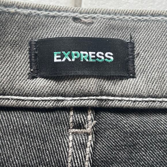 Express Gray High Rise 4 Way Hyper Stretch Cropped Flare Jean Size 0 Regular - Picture 3 of 12